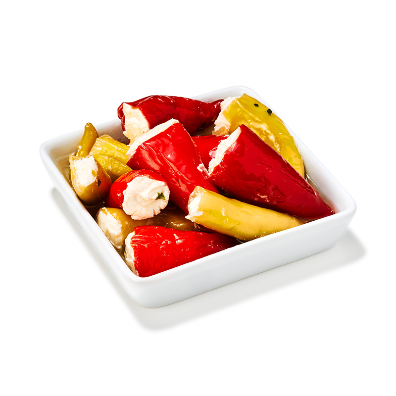 Mélange de poivrons farcis au fromage frais