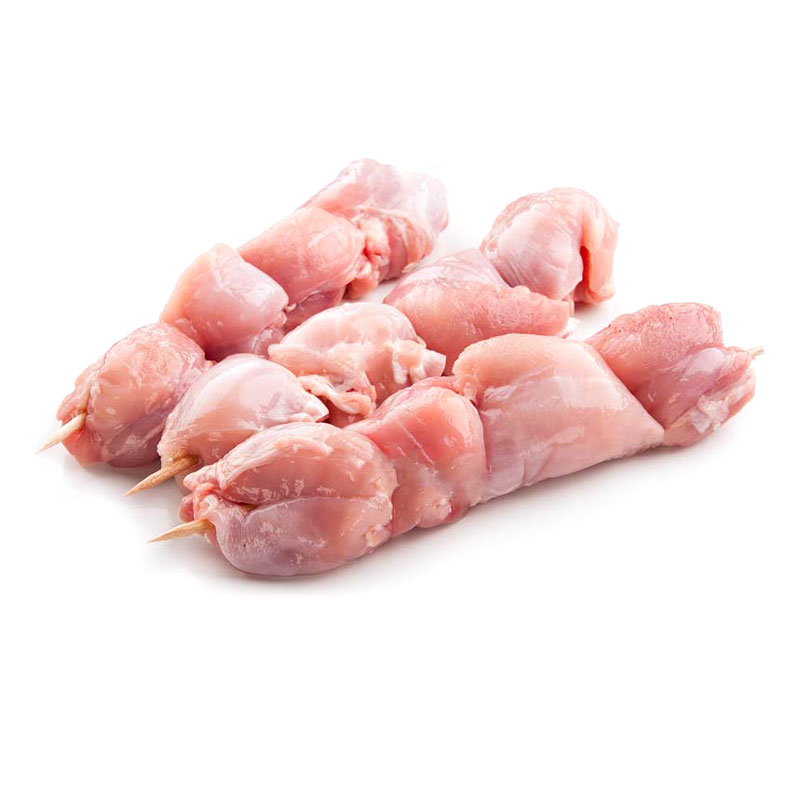 Brochette de cuisse de poulet nature calibrée