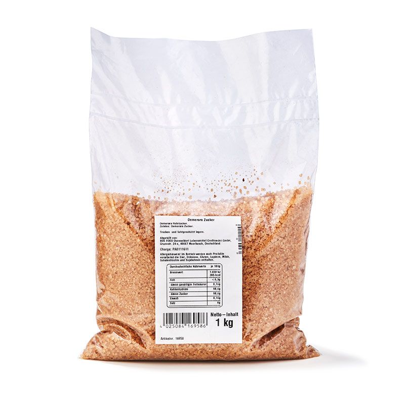 Sucre de canne Demerara moyen, brun