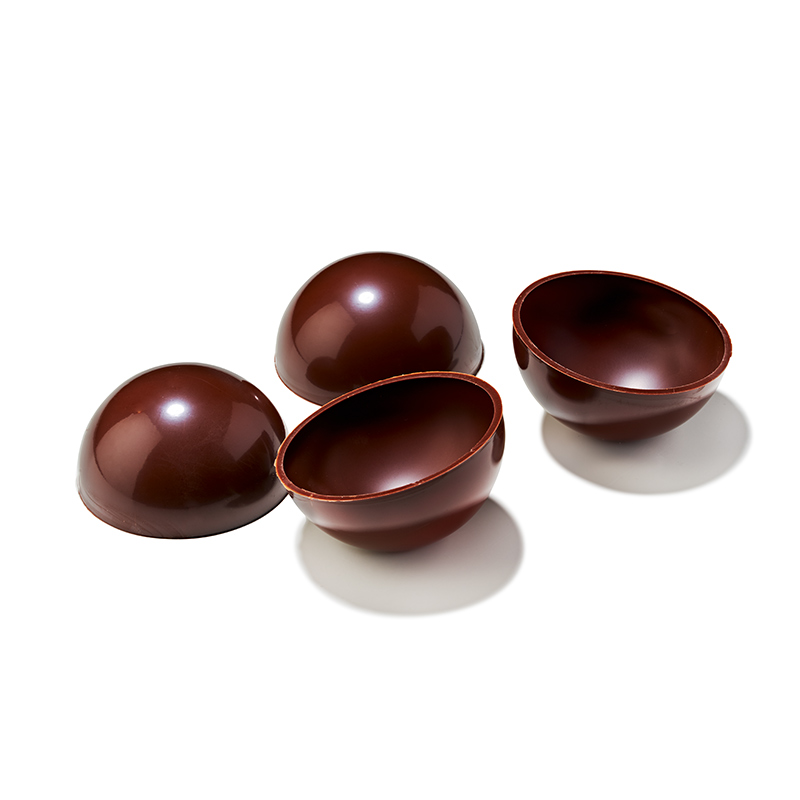 Solstis noir, demi-coques de chocolat rondes Ø 71,6mm