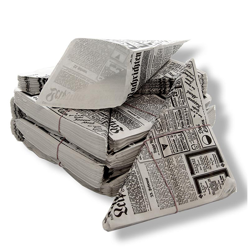 Pommes fish & Chips Tüten 17cm  Zeitungsdruck 1600Stk Pck DE
