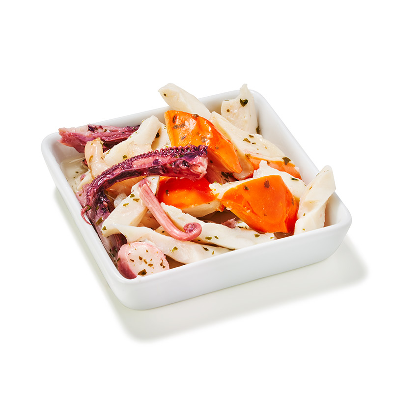 Meeresfrüchtesalat ohne Gemüse in Öl