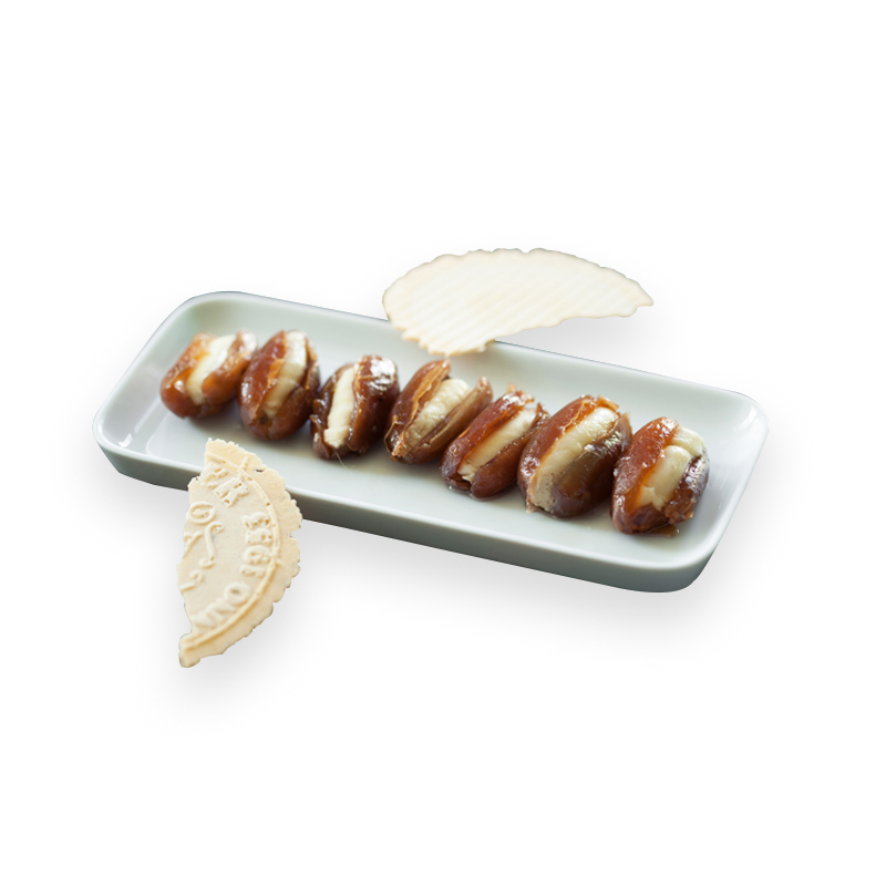 Datteln mit Honig Maracuja und Frischkäse